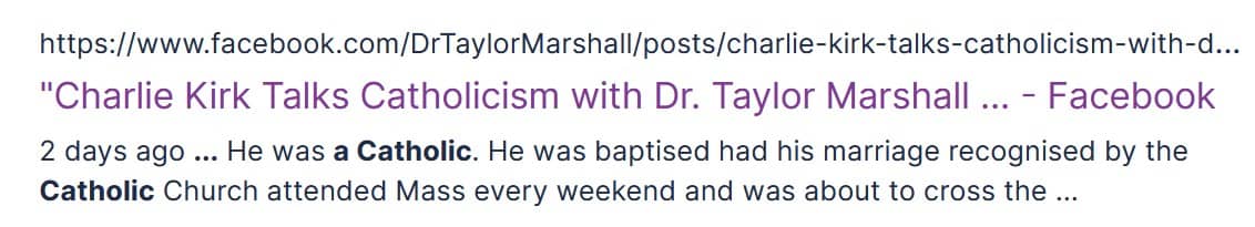 Dr. Taylor Marshall Speaks Of Charlie Kirk--He was a Catholic. He was baptized had his marriage recognized by the Catholic Church, attended Mass every weekend, was about to Cross The Tiber, 12SEP25.jpg